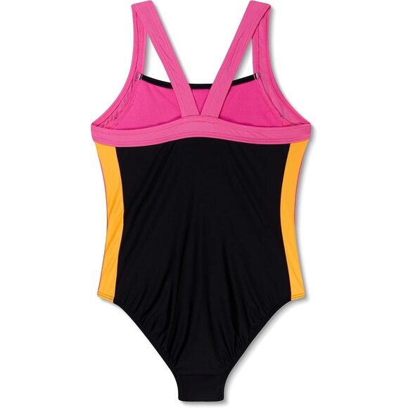 Speedo Girls Thick Strap One Piece Swimsuit Speedo Infinity Splice Black Size 10 - Picture 8 of 8